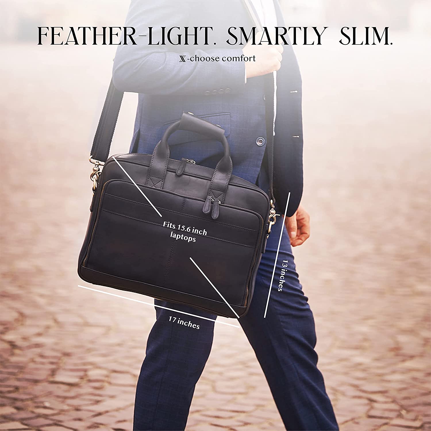 Luxorro Full Grain Leather Briefcases For Men， Handcrafted Leather Laptop Bag For Men， Our Leather Bags For Men Come In A Beautiful Gift Box， Perfect Christmas Gifts For Men， Brown， Fits 15.6" Laptop - Image 5